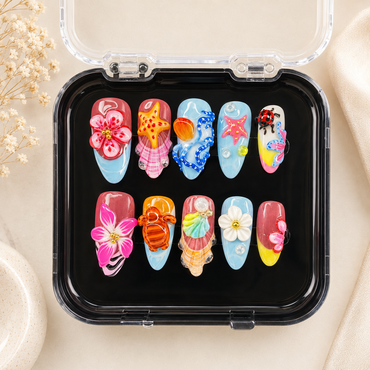 3D Beach Vacation Nail Set