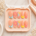 Pastel Bloom Press-On Nails – Colorful Floral Summer Nail Set