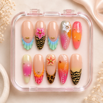 Sunset Safari Press-On Nails – Tropical Summer Glam Nail Set