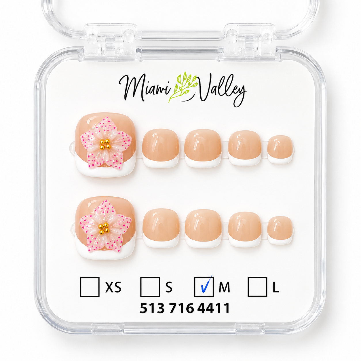 Floral French Tip Press-On Toe Nails