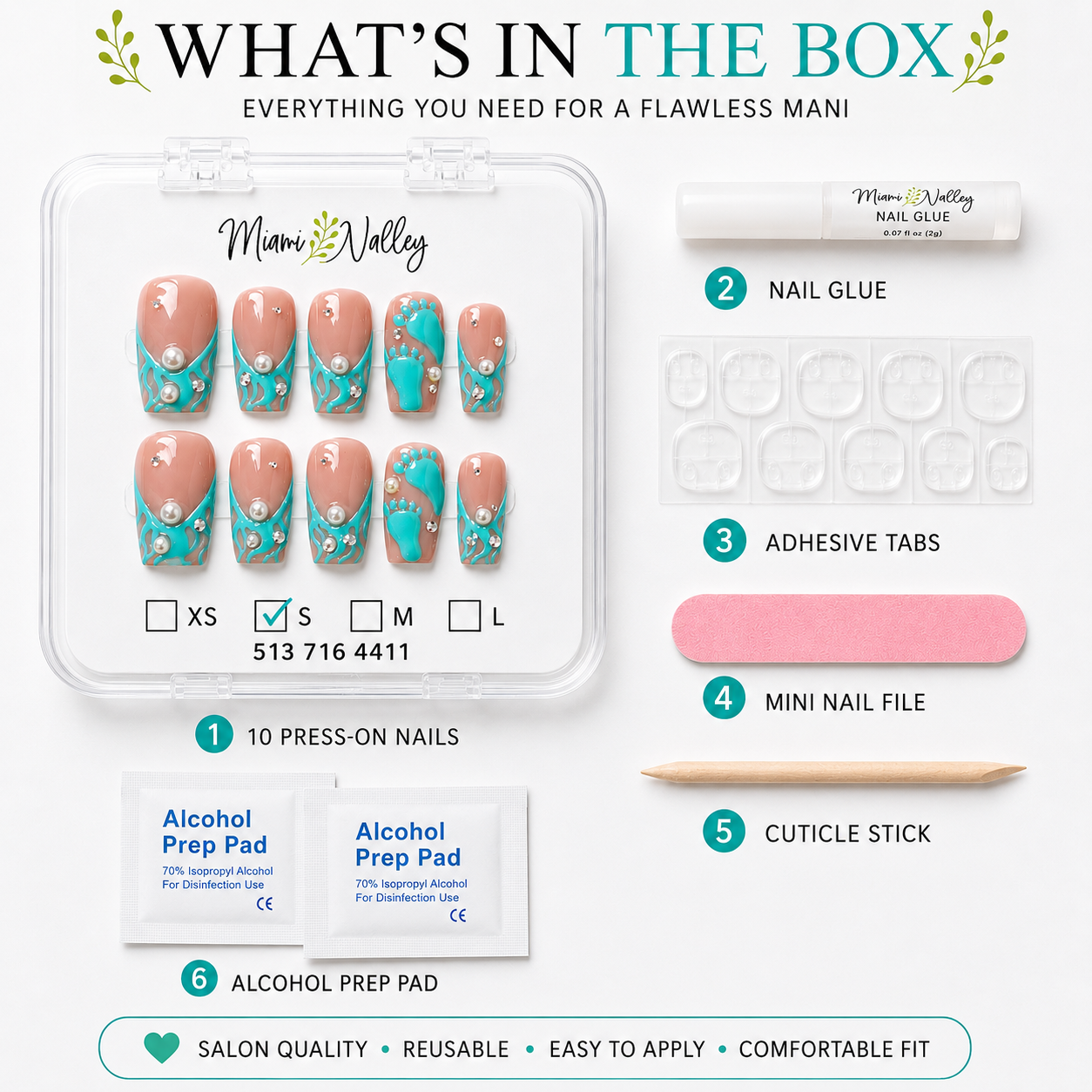 baby footprint ocean breeze press on nail