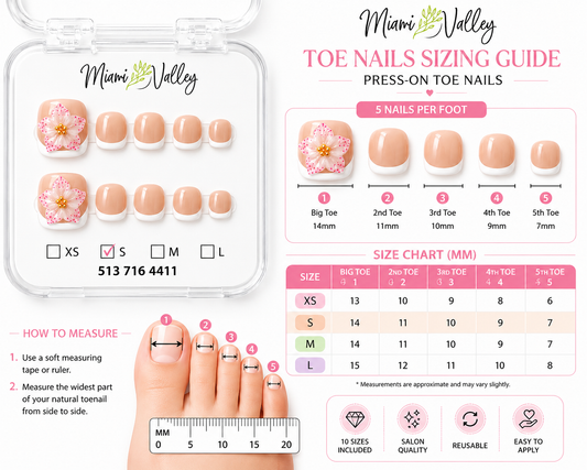 Floral French Tip Press-On Toe Nails
