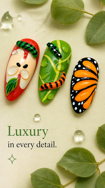 Garden Critters 3D Press-On Nails