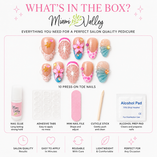 Tropical Beach Press-On Toe Nails
