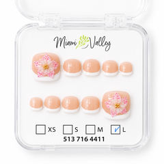 Floral French Tip Press-On Toe Nails