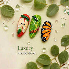 Enchanted Forest Press-On Nails | Handmade Butterfly, Ladybug & Mushroom Nail Set