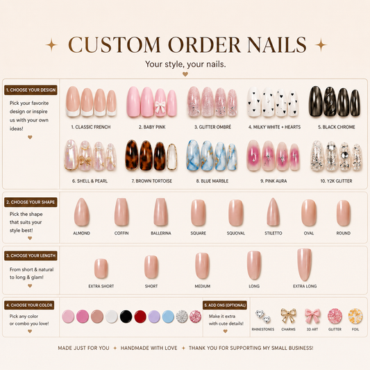 100% Handmade Custom Press-on Nail to Your Door for 45$ Flat Rate