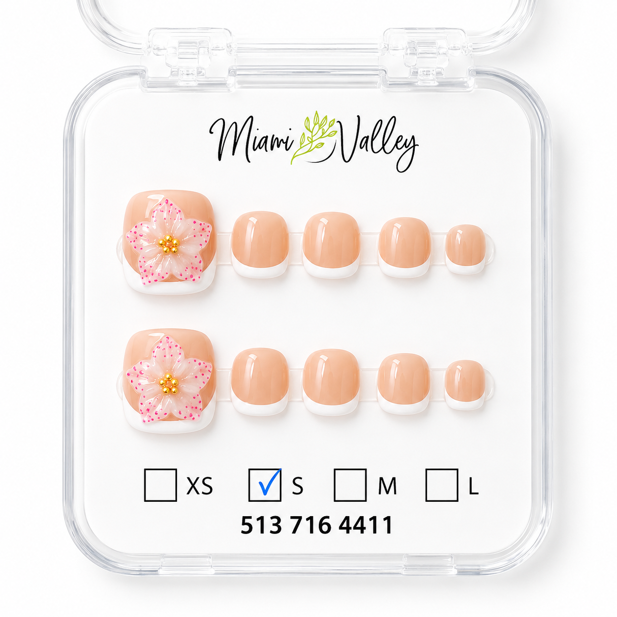 Floral French Tip Press-On Toe Nails