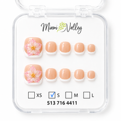 Floral French Tip Press-On Toe Nails