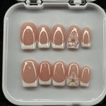 Soft pink floral French Tip Press-On Nails