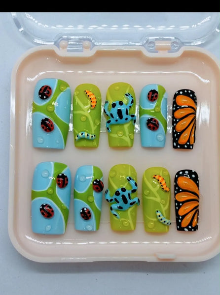 Garden Critters 3D Press-On Nails