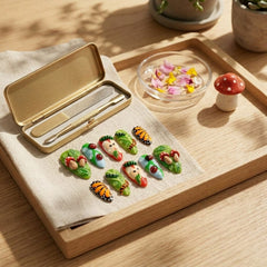 Enchanted Forest Press-On Nails | Handmade Butterfly, Ladybug & Mushroom Nail Set