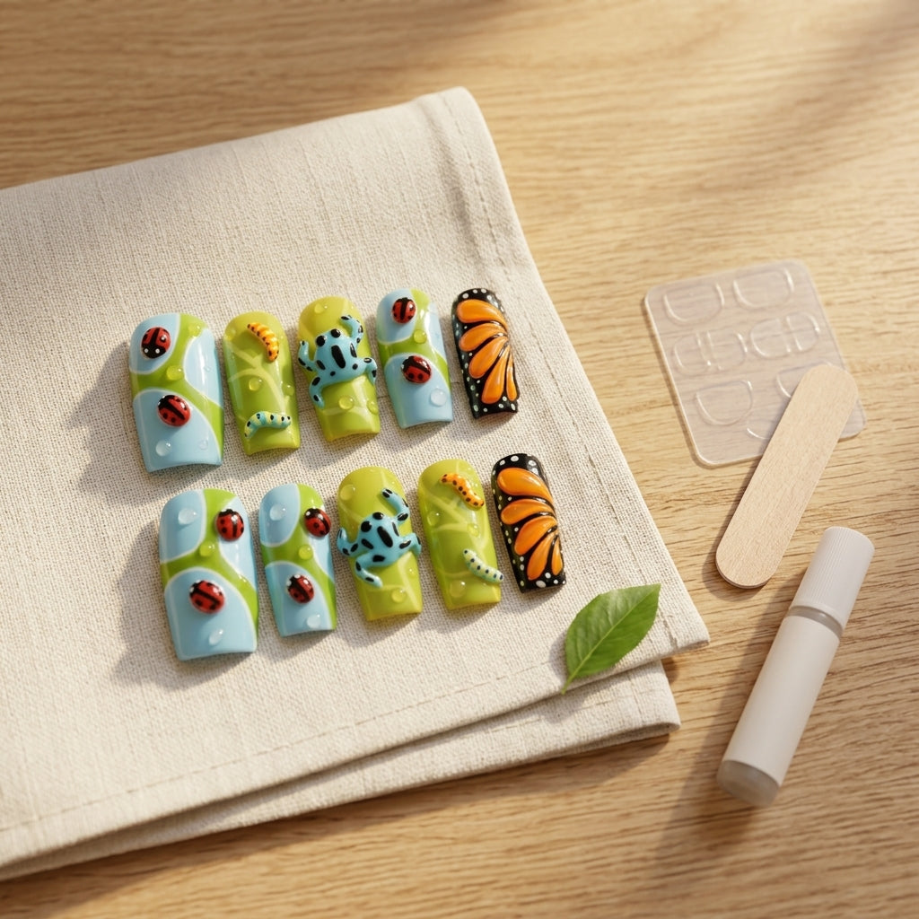 Garden Critters 3D Press-On Nails