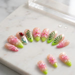 Ladybug Bloom Neon Ombre Nails